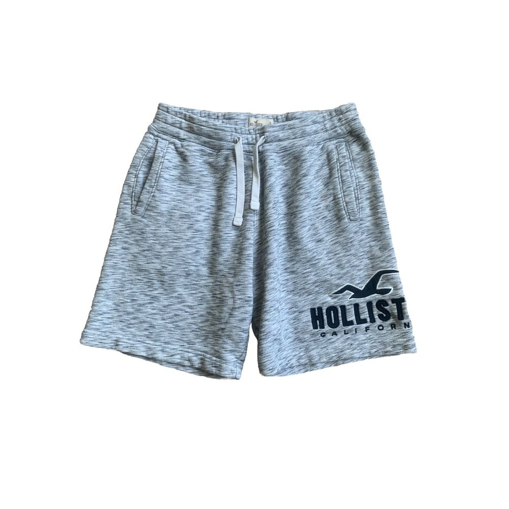 Hollister Small Shorts Embroidered Graphic Logo Fleece Jogger Sweat Gray Y2K Men